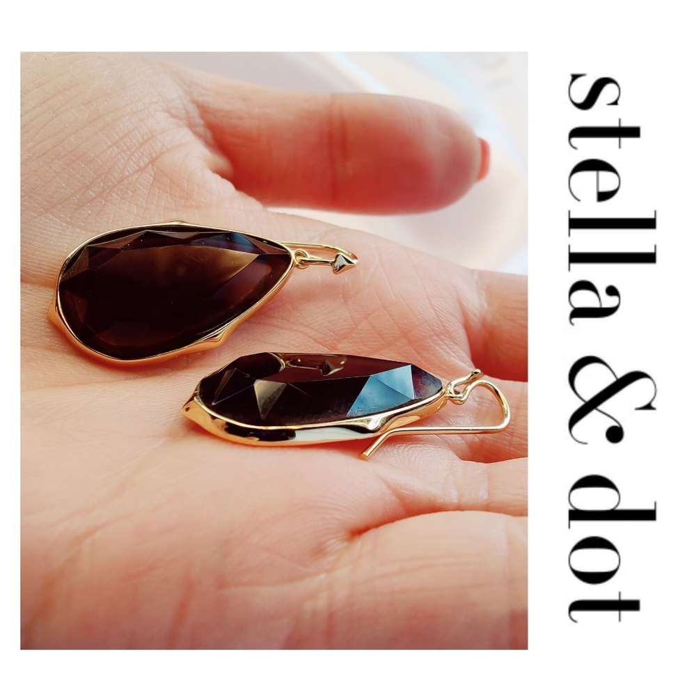 Stella & Dot | Sentiment Stone Drops Smoky Quartz
